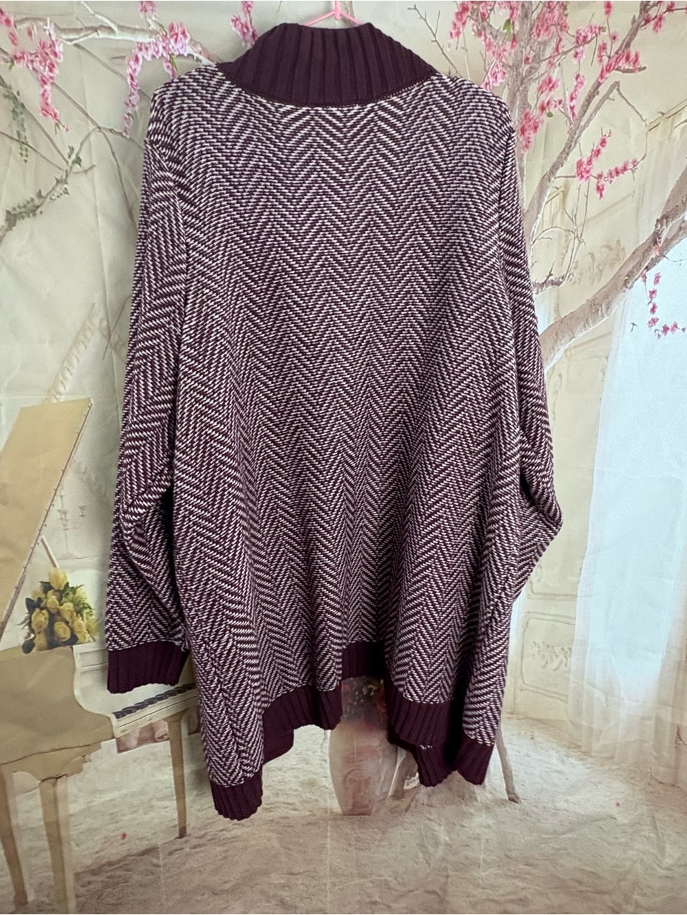 NEW Lane Bryant Burgundy Marled Open-Front Cardigan - Picture 5 of 9